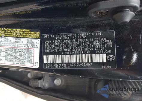 2005 Toyota Camry Std from USA, damaged, VIN 4T1BE32K65U391340